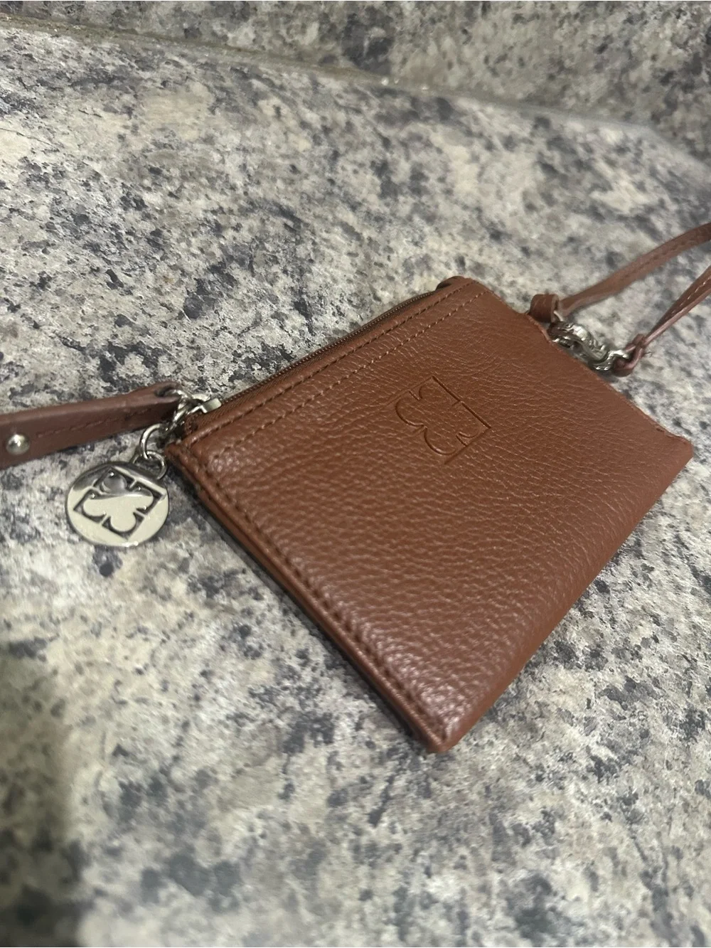 Leather Wristlet Pouch in Brown Liz Claiborne